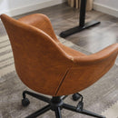 Mid-Century Modern Office Chair,Rolling Swivel Height Adjustable Ergonomic Chair with Frame/Arms, Back Support Home Desk Chair for Living Room,Studying (Brown)