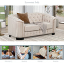 Modern Velvet Upholstered Loveseat Sofa with Thick Removable Seat Cushion, Beige, 64.3 Inches
