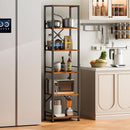 Tall Industrial Bookcase 6 Tier Rustic Brown Storage