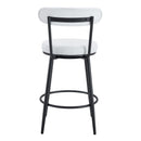 Fashionable Ergonomic High Legged Bar Chairs with White Fabric Cushions, 35.5 Inches Tall, Black and White Color.Set of 2.