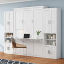Full Size Murphy Bed with 2 Side Cabinet Storage Shelves, 61.5-inch Cabinet Bed Folding Wall Bed with Desk Combo Perfect for Guest Room, Study, Office,White(old sku:BS7013008109C)
