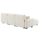 [VIDEO] 110' Modular Sectional Sofa, L Shape with Extra-large Seat, Pull-line Design, Movable Ottoman, High Density Foam, Free Combination, Sturdy Metal&Wood Frame, Boucle Fabric, 3 Colors