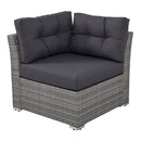Elegant Patio Furniture Set Outdoor Daybed Rattan Sectional with Cushions and Center Table, Grey, Iron + Rattan