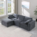 Modular Sectional Sofa, Convertible Sofa Couch, Modular Sectionals with Ottomans, 4Seat Sofa Couch with Reversible Chaise for Living Room. Chenille Grey