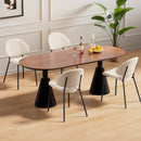 Set of 4 Upholstered Boucle Fabric Dining Chairs Mid-Century Modern Dining Chairs with Curved Backrest for Dining Room Kitchen (White)