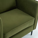Accent Chair for Living Room, Velvet Comfy Single Sofa Chair Mid-Century Modern Armchair with 1 Pillow and Metal Legs for Bedroom Office Reading