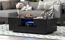U-Can Modern High Glossy Rectangle Coffee Table, Stylish Center Table with Storage Space, Accent Furniture with 16 Color LED Lights for Living Room