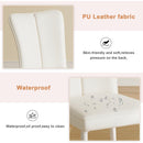 Modern minimalist dining chairs, white PU back and seat cushion, white metal legs, suitable for dining room,living room.Cream-Style dining chairs with a vertical line design on backrest.Six Pieces.