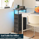 Narrow Dresser Nightstand With Led Charging Station