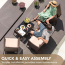 4 Piece PE Rattan Patio Furniture Set With Beige Cushions