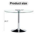 Modern Minimalist Circular Dining Table with Glass Top and Electroplated Silver Metal Legs for Restaurants and Living Rooms