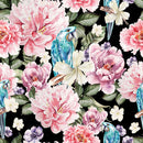 Modish Dark Wallpaper with Pink Flowers Fashionable