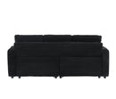 80-inch two-in-one folding sofa, foldable hidden lying function, corduroy fabric, equipped with cup holder and pillow, easily adapts to the living room space, black