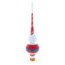 Santa in Red & White Suit Glass Christmas Tree Topper 11 Inches