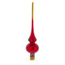 Santa in Chimney & Poinsettia Design Glass Christmas Tree Topper 11 Inches
