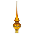 Golden Jewels and White Pearls on Gold Glass Christmas Tree Topper 11 Inches