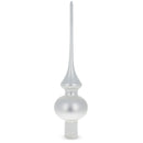Matte White with Sparkling Top Glass Christmas Tree Topper 11 Inches