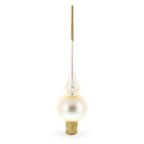 Matte Beige with Sparkling Top Glass Christmas Tree Topper 11 Inches