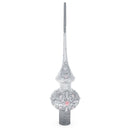 Pink Roses and Pearls on Silver Glass Christmas Tree Topper 11 Inches