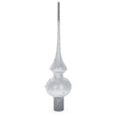 Pink Roses and Pearls on Silver Glass Christmas Tree Topper 11 Inches