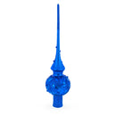 Blue Jewels Scroll on Blue Glass Christmas Tree Topper 11 Inches