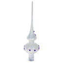 Purple Jewel Stars and Pearls on White Glass Christmas Tree Topper 11 Inches