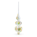 Pink and White Roses Bouquet on Double Ball Glass Christmas Tree Topper 12.5 Inches