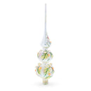 Pink and White Roses Bouquet on Double Ball Glass Christmas Tree Topper 12.5 Inches