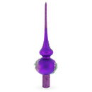 Dimensional Pink Roses on Purple Glass Christmas Tree Topper 11 Inches