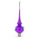 Dimensional Roses on Purple Glass Christmas Tree Topper 11 Inches