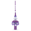 Jeweled Purple Chandelier on White Glass Christmas Tree Topper 11 Inches