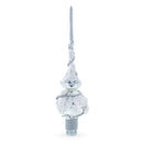 White Roses with Leaves on White Glass Christmas Tree Topper 11 Inches