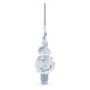 White Roses with Leaves on White Glass Christmas Tree Topper 11 Inches