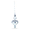 Dimensional White Jewels on White Glass Christmas Tree Topper 11 Inches