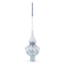 Dimensional White Jewels on Speckled Silver Glass Christmas Tree Topper 11 Inches