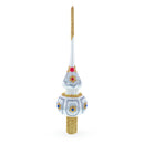 Dimensional Blue and Red Jewels on Silver Glass Christmas Tree Topper 11 Inches