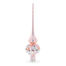 Pink Flowers on Metallic Rose Pink Glass Christmas Tree Topper 11 Inches