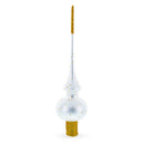 Angel on White Golden Flowers Bouquet Glass Christmas Tree Topper 11 Inches