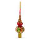 Red and Green Leaves on Red Glass Tree Topper
