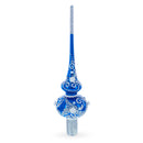 Silver Swirls on Blue Glass Tree Topper