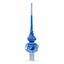 Silver Swirls on Blue Glass Tree Topper