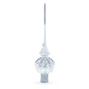White Jewels on Silver Glass Christmas Tree Topper 11 Inches