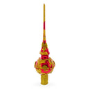 Luxurious Crimson Red with Golden Glitter Glass Christmas Tree Topper
