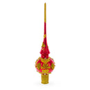 Luxurious Crimson Red with Golden Glitter Glass Christmas Tree Topper