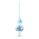 Winter Wonderland Scene with Sparkling Snow Glass Christmas Tree Topper 11 Inches