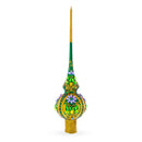 Enchanted Emerald Jeweled Green Glass Christmas Tree Topper 11 Inches