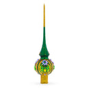 Enchanted Emerald Jeweled Green Glass Christmas Tree Topper 11 Inches