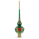 Regal Emerald & Red Glass Christmas Tree Topper 11 Inches