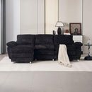 Modern Deep 3-Seat Sofa Couch with Ottoman, Polyester Sofa Sleeper Comfy Upholstered Furniture for Living Room, Apartment, Studio, Office,Dark Black