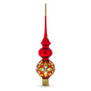 Diamond Stars Double Ball Glass Christmas Tree Topper 16 Inches